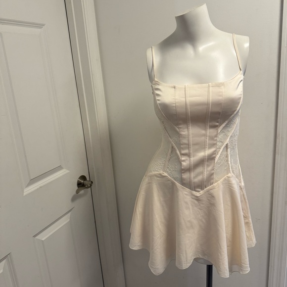 Oh Polly Lace Handkerchief Hem Mini Dress in Ivory - Picture 13 of 15